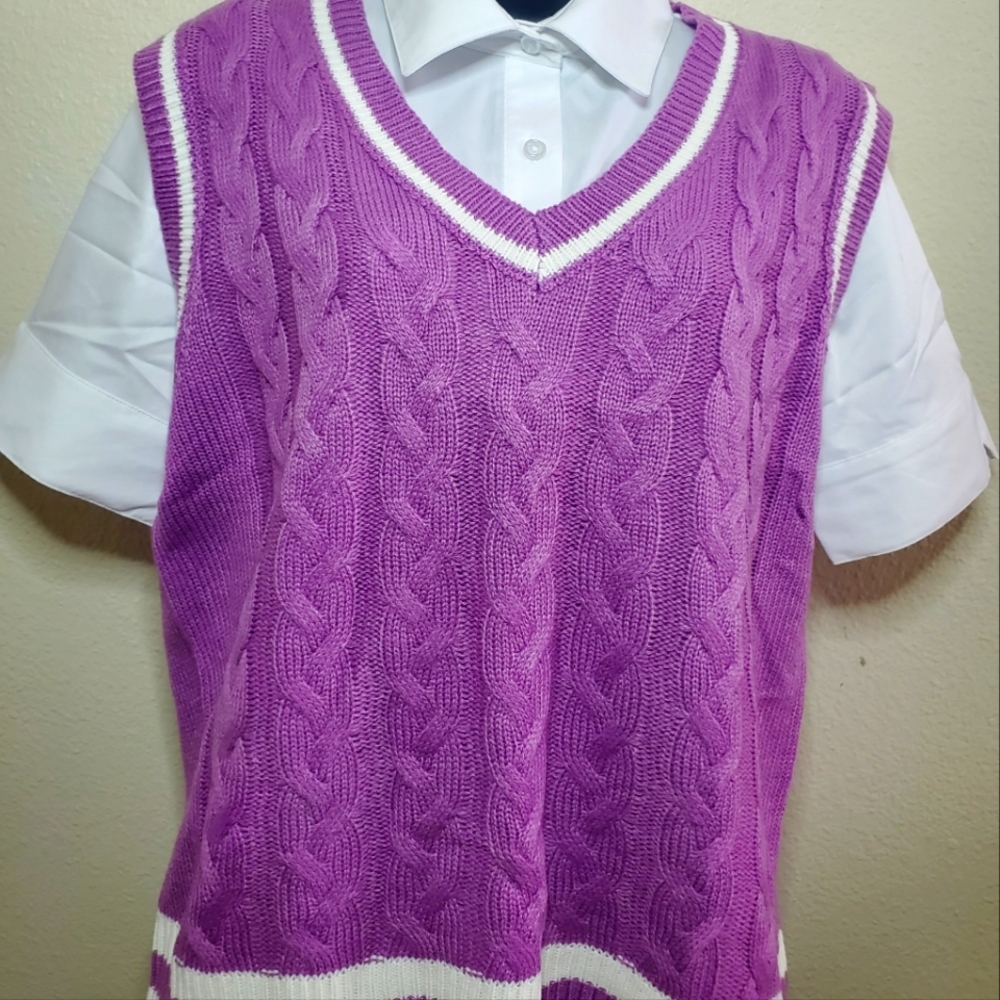 Purple Cardigan Sweater Vest